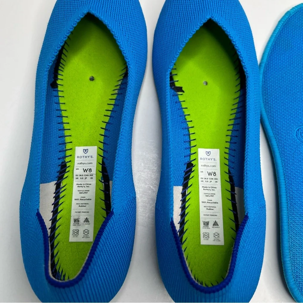 Rothy's The Flat Peacock Blue Retired Color Size 8